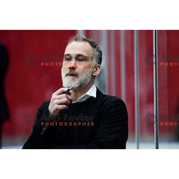 Jure Vnuk, head coach of SZ Olimpija during quarter-final of Alps League ice-hockey match between SIJ Acroni Jesenice and SZ Olimpija in Podmezakla Hall, Jesenice, Slovenia on March 6, 2018