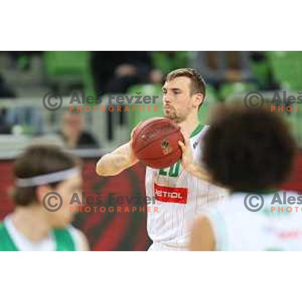 Mitchell Mc Carron in action during Nova KBM league basketball match between Petrol Olimpija and Ilirija in Stozice, Ljubljana, Slovenia on March 7, 2018