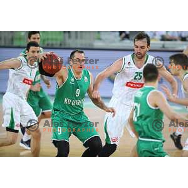 Jasmin Hukic in action during Nova KBM league basketball match between Petrol Olimpija and Ilirija in Stozice, Ljubljana, Slovenia on March 7, 2018