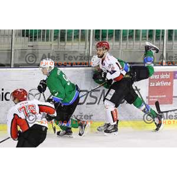 of SZ Olimpija in action during quarter-final of Alps League ice-hockey match between SZ Olimpija and Acroni Jesenice in Tivoli Hall, Ljubljana, Slovenia on March 8, 2018
