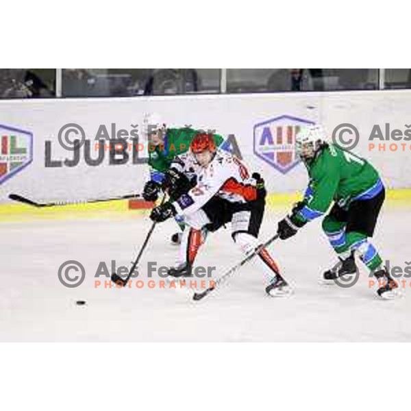 of SZ Olimpija in action during quarter-final of Alps League ice-hockey match between SZ Olimpija and Acroni Jesenice in Tivoli Hall, Ljubljana, Slovenia on March 8, 2018