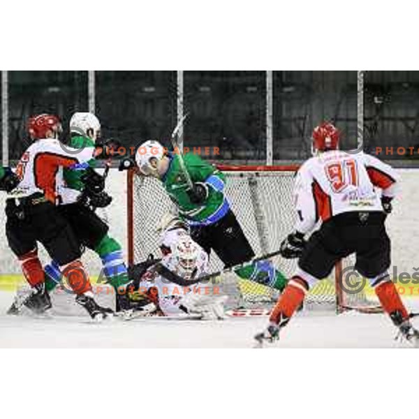 of SZ Olimpija in action during quarter-final of Alps League ice-hockey match between SZ Olimpija and Acroni Jesenice in Tivoli Hall, Ljubljana, Slovenia on March 8, 2018