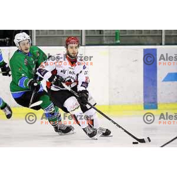 Zan Jezovsek during quarter-final of Alps League ice-hockey match between SZ Olimpija and Acroni Jesenice in Tivoli Hall, Ljubljana, Slovenia on March 8, 2018