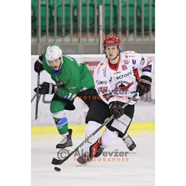 of SZ Olimpija in action during quarter-final of Alps League ice-hockey match between SZ Olimpija and Acroni Jesenice in Tivoli Hall, Ljubljana, Slovenia on March 8, 2018