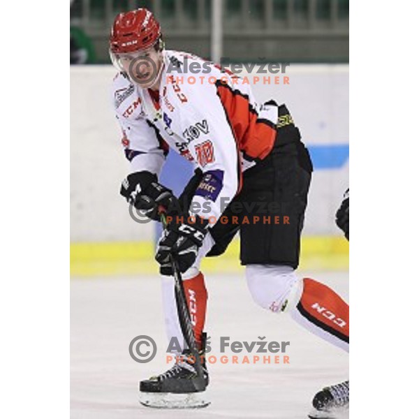 Adis Alagic in action during quarter-final of Alps League ice-hockey match between SZ Olimpija and Acroni Jesenice in Tivoli Hall, Ljubljana, Slovenia on March 8, 2018
