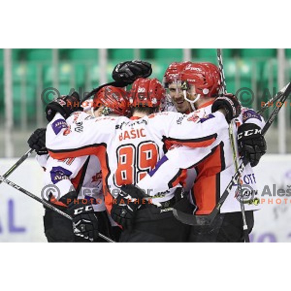 of SZ Olimpija in action during quarter-final of Alps League ice-hockey match between SZ Olimpija and Acroni Jesenice in Tivoli Hall, Ljubljana, Slovenia on March 8, 2018
