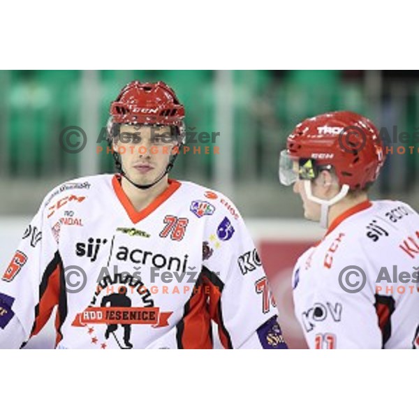 of SZ Olimpija in action during quarter-final of Alps League ice-hockey match between SZ Olimpija and Acroni Jesenice in Tivoli Hall, Ljubljana, Slovenia on March 8, 2018