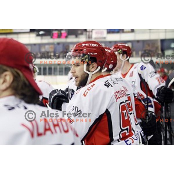 Zan Jezovsek during quarter-final of Alps League ice-hockey match between SZ Olimpija and Acroni Jesenice in Tivoli Hall, Ljubljana, Slovenia on March 8, 2018