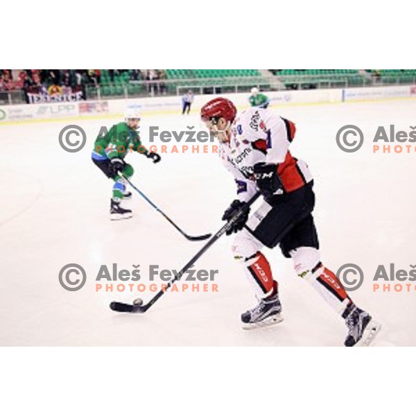 of SZ Olimpija in action during quarter-final of Alps League ice-hockey match between SZ Olimpija and Acroni Jesenice in Tivoli Hall, Ljubljana, Slovenia on March 8, 2018