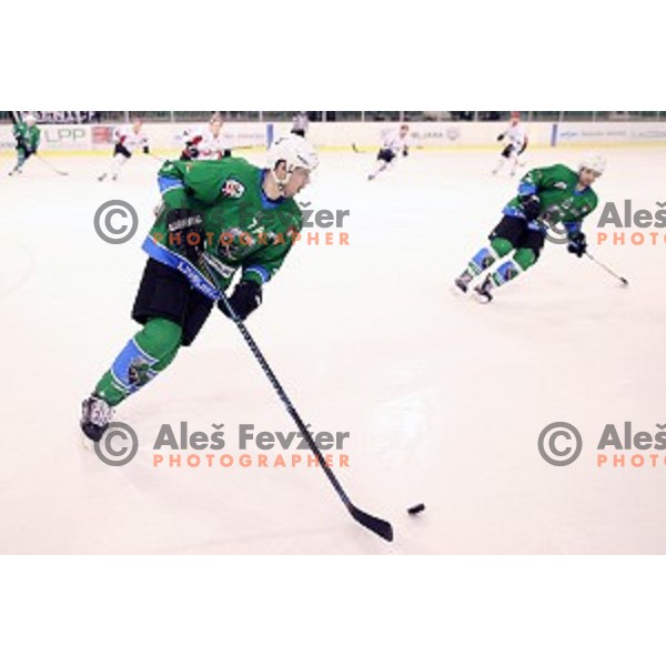 of SZ Olimpija in action during quarter-final of Alps League ice-hockey match between SZ Olimpija and Acroni Jesenice in Tivoli Hall, Ljubljana, Slovenia on March 8, 2018