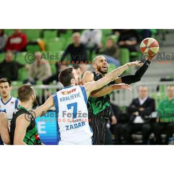 of Petrol Olimpija in action during ABA league basketball match between Petrol Olimpija and Zadar in Stozice Hall, Ljubljana on March 11, 2018