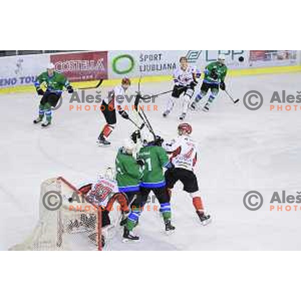of SZ Olimpija in action during quarter-final of Alps League ice-hockey match between SZ Olimpija and Acroni Jesenice in Tivoli Hall, Ljubljana, Slovenia on March 13, 2018