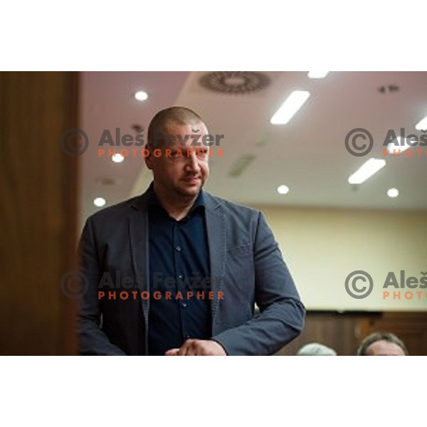 Matej Erjavec during the general assembly of the KZS in Austria Trend Hotel, Ljubljana, Slovenia on March 15, 2018