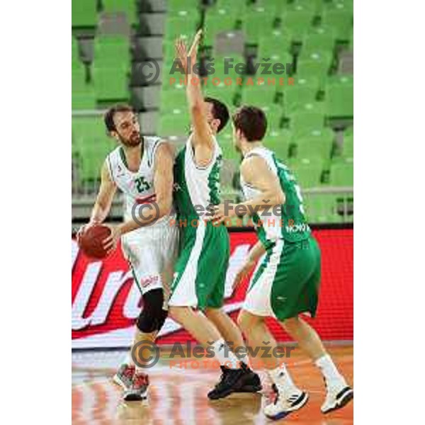 Mirza Begic during Nova KBM league basketball match between Petrol Olimpija and Krka in Stozice, Ljubljana, Slovenia on March 17, 2018