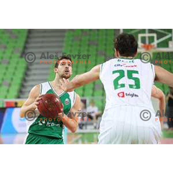 Paolo Marinelli of Krka in action during Nova KBM league basketball match between Petrol Olimpija and Krka in Stozice, Ljubljana, Slovenia on March 17, 2018
