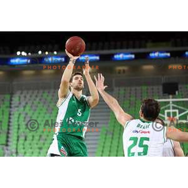 Paolo Marinelli of Krka in action during Nova KBM league basketball match between Petrol Olimpija and Krka in Stozice, Ljubljana, Slovenia on March 17, 2018