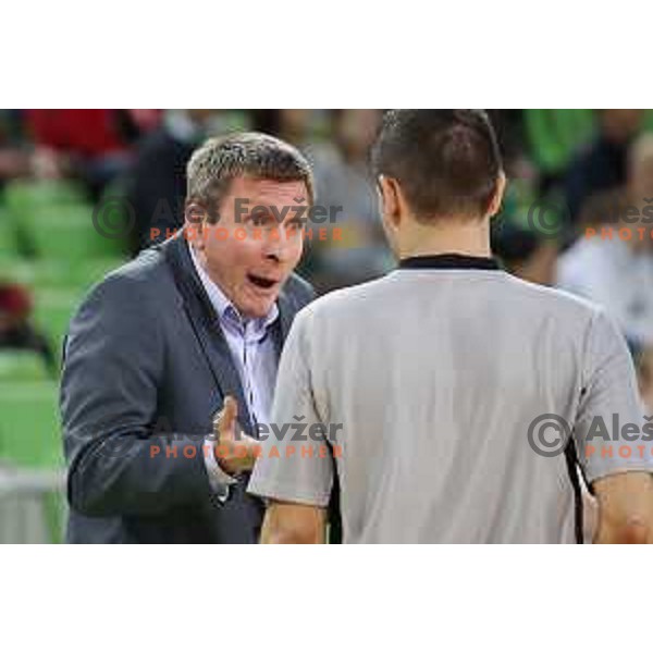 Simon Petrov, head coach of Krka in action during Nova KBM league basketball match between Petrol Olimpija and Krka in Stozice, Ljubljana, Slovenia on March 17, 2018