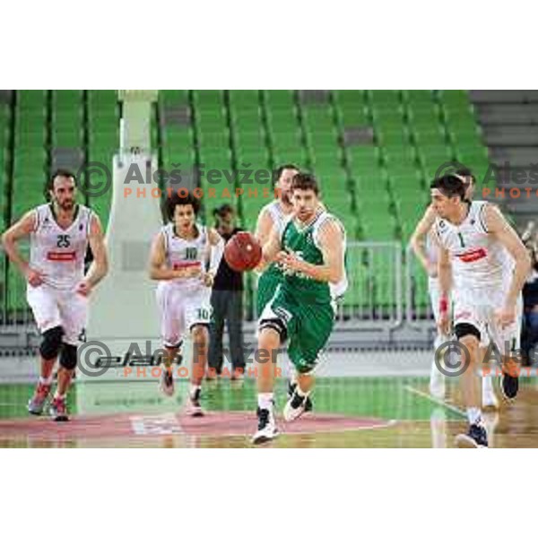 Paolo Marinelli of Krka in action during Nova KBM league basketball match between Petrol Olimpija and Krka in Stozice, Ljubljana, Slovenia on March 17, 2018