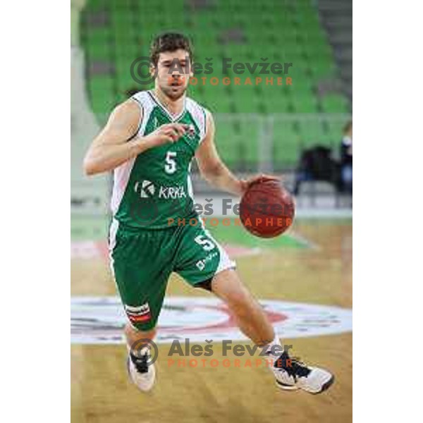 Paolo Marinelli of Krka in action during Nova KBM league basketball match between Petrol Olimpija and Krka in Stozice, Ljubljana, Slovenia on March 17, 2018