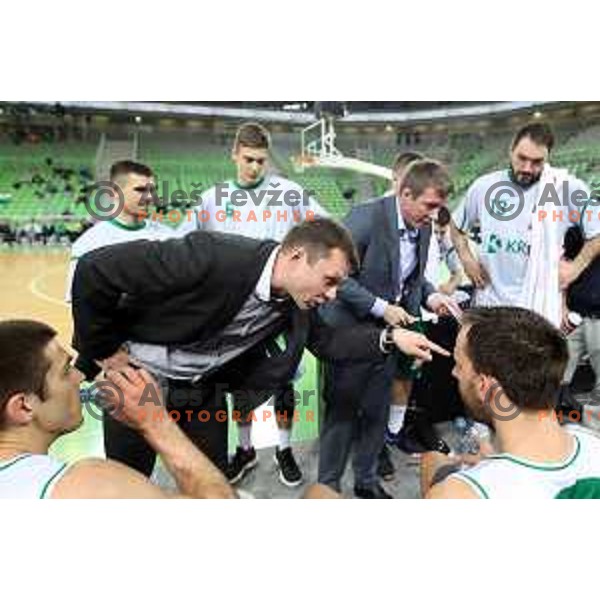 Dalibor Damjanovic, assistant coach of Krka in action during Nova KBM league basketball match between Petrol Olimpija and Krka in Stozice, Ljubljana, Slovenia on March 17, 2018