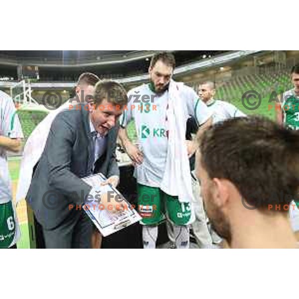 Simon Petrov, head coach of Krka in action during Nova KBM league basketball match between Petrol Olimpija and Krka in Stozice, Ljubljana, Slovenia on March 17, 2018
