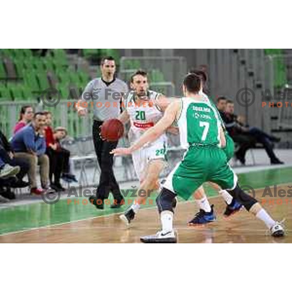 Mitchell McCarron in action during Nova KBM league basketball match between Petrol Olimpija and Krka in Stozice, Ljubljana, Slovenia on March 17, 2018