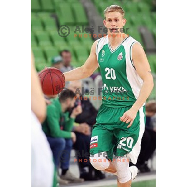 Maj Kovacevic in action during Nova KBM league basketball match between Petrol Olimpija and Krka in Stozice, Ljubljana, Slovenia on March 17, 2018