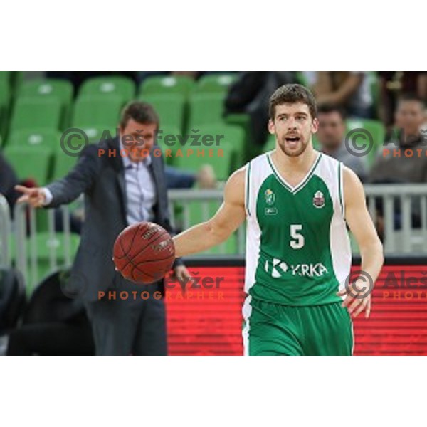 Paolo Marinelli in action during Nova KBM league basketball match between Petrol Olimpija and Krka in Stozice, Ljubljana, Slovenia on March 17, 2018