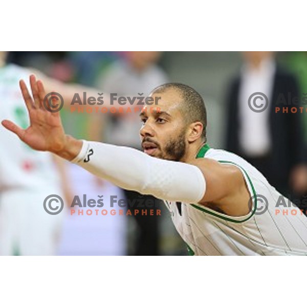 Jordan Morgan in action during Nova KBM league basketball match between Petrol Olimpija and Krka in Stozice, Ljubljana, Slovenia on March 17, 2018