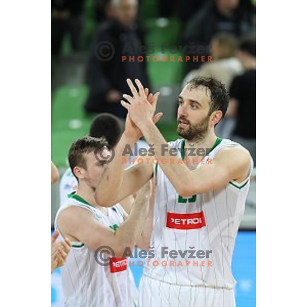 Mirza Begic of Petrol Olimpija in action during Nova KBM league basketball match between Petrol Olimpija and Krka in Stozice, Ljubljana, Slovenia on March 17, 2018