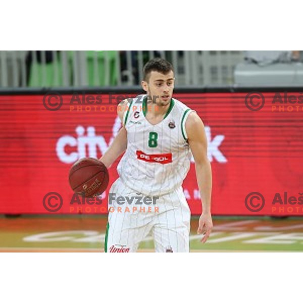 Roko Badzim in action during Nova KBM league basketball match between Petrol Olimpija and Krka in Stozice, Ljubljana, Slovenia on March 17, 2018
