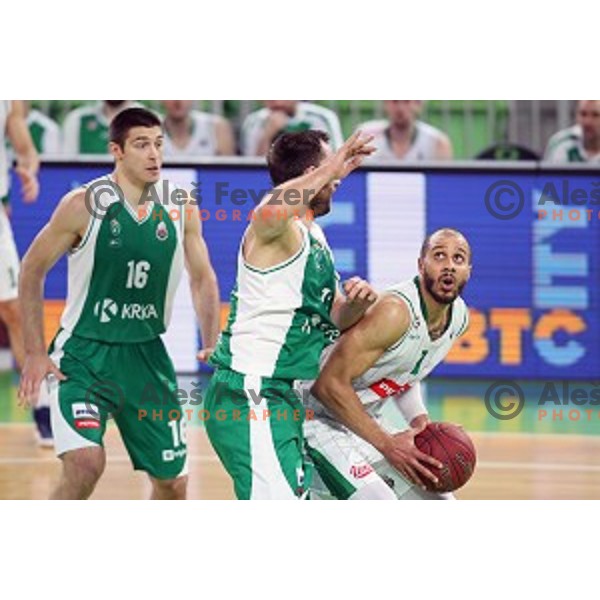 Jordan Morgan in action during Nova KBM league basketball match between Petrol Olimpija and Krka in Stozice, Ljubljana, Slovenia on March 17, 2018