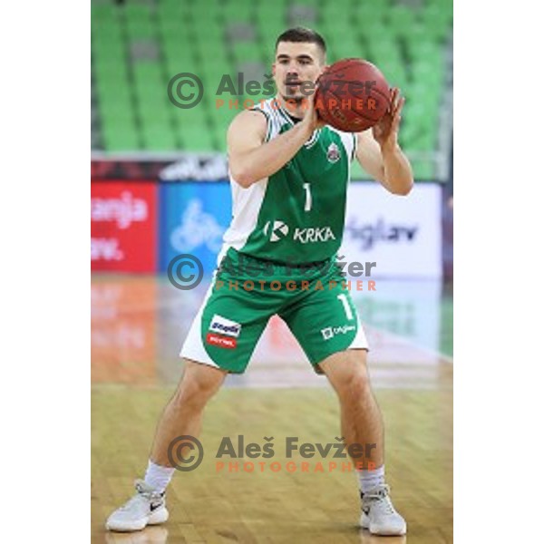 Matic Siska in action during Nova KBM league basketball match between Petrol Olimpija and Krka in Stozice, Ljubljana, Slovenia on March 17, 2018