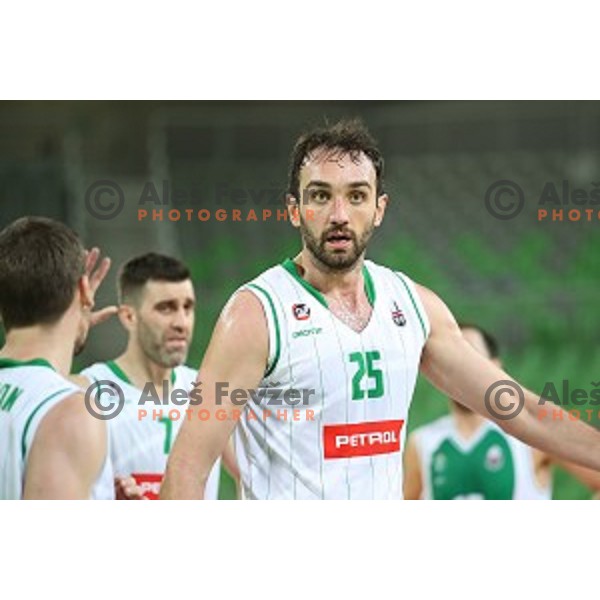 Mirza Begic of Petrol Olimpija in action during Nova KBM league basketball match between Petrol Olimpija and Krka in Stozice, Ljubljana, Slovenia on March 17, 2018