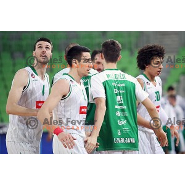 Igor Tratnik, Erjon Kastrati during Nova KBM league basketball match between Petrol Olimpija and Krka in Stozice, Ljubljana, Slovenia on March 17, 2018