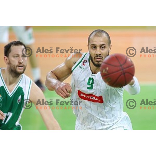 Jordan Morgan in action during Nova KBM league basketball match between Petrol Olimpija and Krka in Stozice, Ljubljana, Slovenia on March 17, 2018