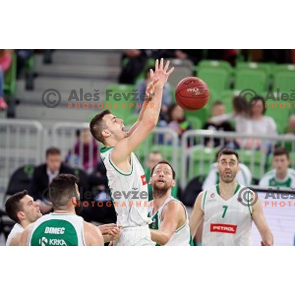 Roko Badzim in action during Nova KBM league basketball match between Petrol Olimpija and Krka in Stozice, Ljubljana, Slovenia on March 17, 2018