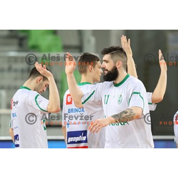 Ziga Dimec of Krka in action during Nova KBM league basketball match between Petrol Olimpija and Krka in Stozice, Ljubljana, Slovenia on March 17, 2018