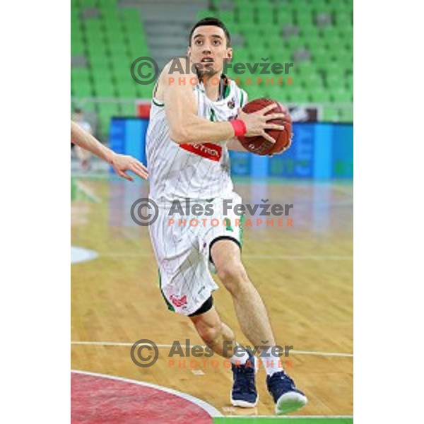 Erjon Kastrati in action during Nova KBM league basketball match between Petrol Olimpija and Krka in Stozice, Ljubljana, Slovenia on March 17, 2018