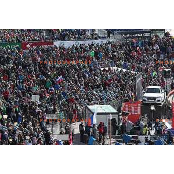 More than 13.000 fans cheering at Ski flying Qualification during the Final of Ski jumping World Cup 2017/2018 in Planica, Slovenia on March 22, 2018