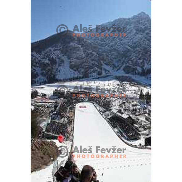 More than 13.000 fans cheering at Ski flying Qualification during the Final of Ski jumping World Cup 2017/2018 in Planica, Slovenia on March 22, 2018
