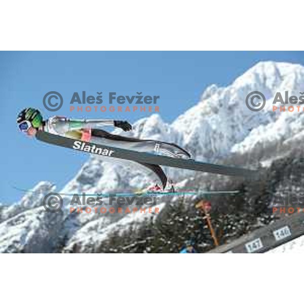 Anze Lanisek (SLO) competes at Ski flying Qualification during the Final of Ski jumping World Cup 2017/2018 in Planica, Slovenia on March 22, 2018