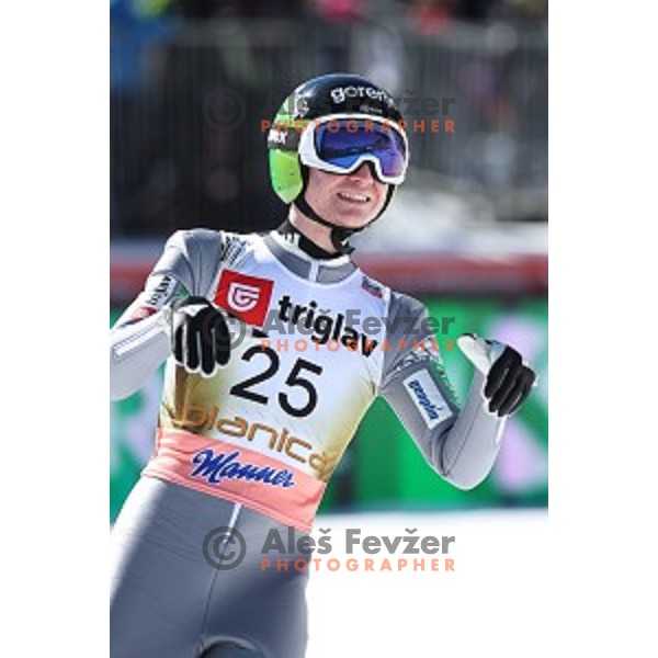 Anze Lanisek (SLO) competes at Ski flying Qualification during the Final of Ski jumping World Cup 2017/2018 in Planica, Slovenia on March 22, 2018