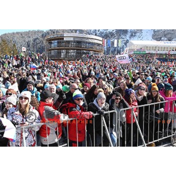 More than 13.000 fans cheering at Ski flying Qualification during the Final of Ski jumping World Cup 2017/2018 in Planica, Slovenia on March 22, 2018
