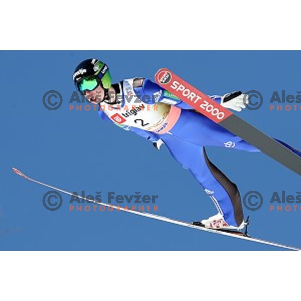 Ziga Jelar (SLO) competes at Ski flying Qualification during the Final of Ski jumping World Cup 2017/2018 in Planica, Slovenia on March 22, 2018