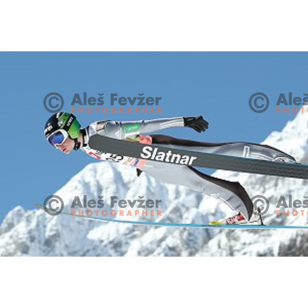 Anze Lanisek (SLO) competes at Ski flying Qualification during the Final of Ski jumping World Cup 2017/2018 in Planica, Slovenia on March 22, 2018