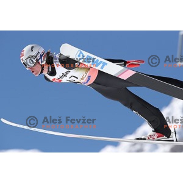 Daniel Andre Tande (NOR) competes at Ski flying Qualification during the Final of Ski jumping World Cup 2017/2018 in Planica, Slovenia on March 22, 2018