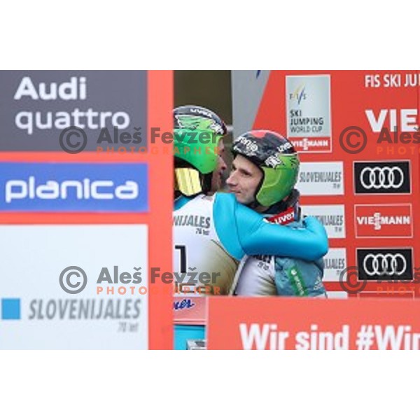 Anze Semenic and Robert Kranjec (SLO) at Ski flying during the Final of Ski jumping World Cup 2017/2018 in Planica, Slovenia on March 23, 2018