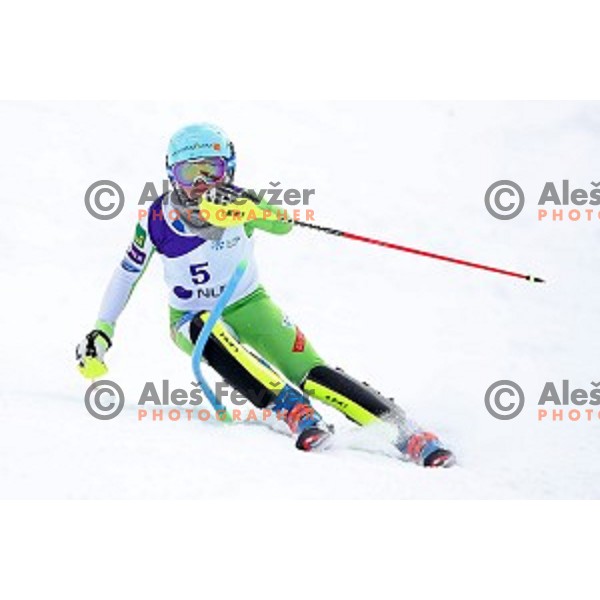 Mata Hrovat, winner of Ladies Slalom at Slovenian National Championships at Krvavc Ski Resort, Cerklje on March 24, 2018