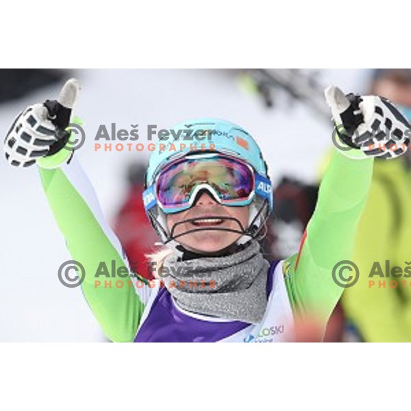 Mata Hrovat, winner of Ladies Slalom at Slovenian National Championships at Krvavc Ski Resort, Cerklje on March 24, 2018